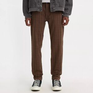 NEW $90 Levi's XX Chino Standard Taper Fit Men's Brown Stretch Plaid Pants 30x30
